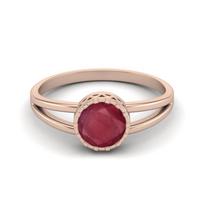 1.05 Cts Round Shape Bezel Set Ruby Solitaire 925 Sterling Silver Rose Vermeil Split Shank Engagement Rings 9