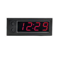3 in 1 Car Temperature Clock LED Display Digital Clock Voltage Tester Luminous Electronic Clock Voltmeter Automobile Accessories raudona