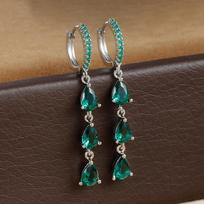 Luxury Colorful Water Drop Dangle Earrings Bohemia Crystal Eardrop Hoop Earrings for Women Girls