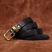 Women's Retro Rub Colored Distressed Pleated Washed Leather Belt Women's Genuine Leather Vegetable Tanning Leather Fashion Jeans Belt 90cm