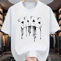 New Summer Men's Fashion T-shirt Personality Playing Cards Printed Men's T-shirt Top XS balta