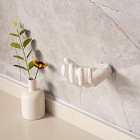 Hexagonal Resin Hand-shaped Soap Dish Holder - Multifunctional Wall Hanging Hook, for Key and Headphone Storage, Traceless Home Organization Rack balta