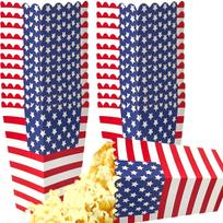 4PCS Independence Day Popcorn Box Paper USA Popcorn Holder Snack Candy Boxes 4th of July Treat Boxes Concession 16.9x8.7x1.1cm