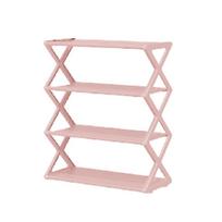 4-Layer Space Saving X-shaped Dustproof Shoe Rack Creative Durable Plastic Easy To Assemble Living Room Storage Organizer rožinė