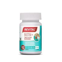 Revital Biotin+ with Amla and DHT Blockers for Hair Growth, Skin & Nail Strength, 50 Tablets Pack