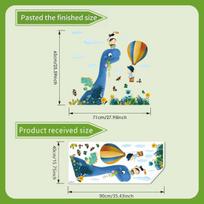 Dinosaur Hot Air Balloon Window Sticker for Balcony Bedroom Kindergarten Glass Home Decoration Self-Adhesive 40x90cm įvairiaspalvis
