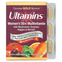California Gold Nutrition, Ultamins Multivitamin for Women Over 50 with CoQ10, Contains Mushrooms, Enzymes, Vegetables and Berries, 60 Veggie Capsules