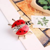 High Grade Oil Dropping Rhinestone Seven Star Ladybug Brooches Anti Lighting Pin Insect Animal Collar PinStar Jewelry