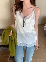 Limon Lemon French Lace Camisole Top - Green Tea, Versatile Women's Spring Wear One Size abrikosas