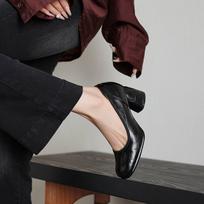 Krazing Pot Cow Skin Round Toe Round High Heels Spring Shoes Big Size 41 Slip on Party Platform Women Pumps 34 juoda