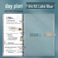 2026 Custom Daily Planner: A5 & A4 Notebook with Calendar & LOGO Engraving A5: 14.5X21.5cm ežero mėlyna spalva