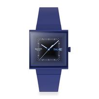 KVADRATINIS BIOCERAMINIS KVADRATINIS JUODAS ŠVIEČIANTIS Laikrodis SO34N700 Unisex Suaugęs [Swatch] mėlyna
