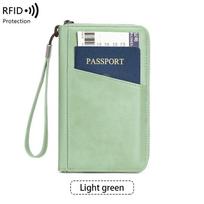 RFID Travel Passport Holder Wallet Leather Passport Cover Zipper Travel Organizer Wristlet Card Holder Document Wallet for Men Women
