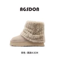 Augustus Mao Mao snow boots women's winter new piled thickened short boots medium tube tube platform cotton shoes 35
