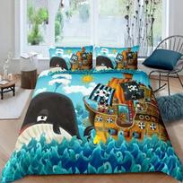 Home Living Luxury 3D Pirate Print Bedding Set Pirate Ship Duvet Cover Pillowcase Queen and King EU/US/AU Size Polyester Bedding 135x200cm