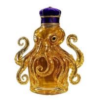 Octopus Glass Decanter, Hand Blown Squid Shape Whiskey Bottle, 3D Animal Liquor Dispenser for Home Bar, Unique Gift for Men Dad A