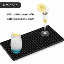 2pcs PVC Draining Placemat Black Heat Insulation Pad Professional Bar Service Mat  KTV
