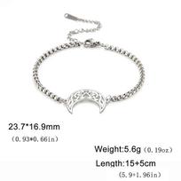 Cat Paw Charm Crescent Moon Bracelets for Women Figaro Box Chain Bracelet Celtic Knot Amulet Stainless Steel Trendy Jewelry Gift
