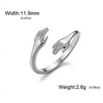 LemegetonWaterproof Hands Hug Rings Stainless Steel Geometric Open Finger Rings for Women Jewelry Trendy Birthday Valentine Gift resizable