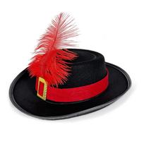 Vintage Black Musketeers Costume Hat With feathers Stage Performance Holiday Costume Hat Magician Hat Top Hats Cosplay Hat juoda
