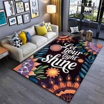 Floral Mandala Carpet with  Let Your Light Shine  Inspirational Quote Suitable for use as an anti-slip for living room bedroom sofas 40x60cm( 15x23in )