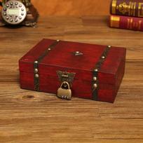 Multiple Sizes Wooden Antique Storage Box With Lock Treasure Decorative Box  Exhibition 22.5x16x7.5cm-style 3