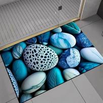 Colorful Pebble Doormat 2D Flat Printed Felt Polyester Composite Nature Stone Leaf Floor Rug Anti Slip Entrance Mat for Home 40cm x 60cm