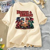 Houses and Humans TShirt Trending Unisex Tee Shirt Funny Dnd Retro 90s Joke T-shirt Casual Cotton Short Sleeve Round Neck Tees S
