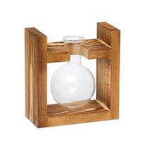 Wood Frame Hydroponic Plant Terrarium Planter Vase Flowerpot Home Transparent Decorative Base Craft Case Garden Gifts