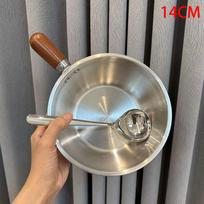 NEW Stainless Steel Instant Noodle Pot Small Pot For One Person High-value Appearance Wood Handle Snack Pot Small Cooking Pot