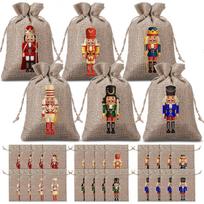 24 Pcs Christmas Nutcracker Burlap Gift Bags Christmas Treat Bags with Drawstrings Reusable Small Nutcracker Gift Sacks Xmas Holiday Candy Jewelry Pou 1pcs