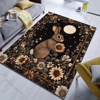 Multiple sizes Moonlit Rabbit Rug Pattern Carpet for Living Room Bedroom Sofa Home Decor Non-slip Floor Mat Luxury Gift 40x60cm