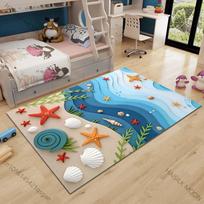 Multiple sizes Beach collage, starfish, shells Carpet for Living Room Bedroom Sofa Home Decor Rus Non-slip Floor Mat Luxury Gift 40x60cm