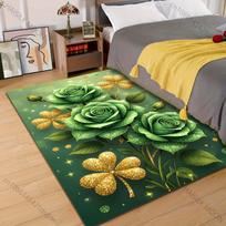 Multiple sizes Green roses and golden clovers Carpet for Living Room Bedroom Sofa Home Decor Rus Non-slip Floor Mat Luxury Gift 40x60cm