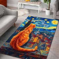 Multiple sizes Orange cat under starry night Print Carpet Rug for Living Room Bedroom Sofa Doormat Home Decor Non-slip Floor Mat 40x60cm