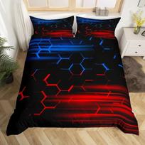 Geometry Hexagon Duvet Cover Navy Blue Comforter Cover Watercolor Honeycomb Abstract Tie Dye Bedding Set Microfiber Quilt Cover 135x200cm