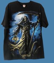 Vintage Y2K Goth Grunge Grim Reaper Graveyard Skeleton Horror Graphic Small NEW 4XL