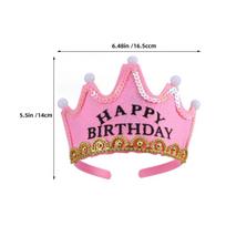 LED Birthday Crown Hat Kids Adult Glow Party Hat Plastic Non Woven Light Up Headband Festive Celebration Accessory Pink rožinė