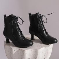 Balti Raudoni Moteriški Ankle Boots Aukštakulniai Didelis Dydis 50 34 juoda