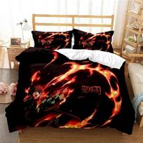 3D Anime Demon Slayer Nezuko Tanjirou Bedding Set Boys Girls Twin Queen Size Duvet Cover Pillowcase Bed Boys Adult 70x133cm 2pcs