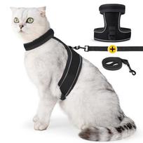 Cat Leash Velcro Reinforced Anti-escape Reflective Cat Leash Pet Chest and Back Strap Set Breathable S tamsiai pilka spalva