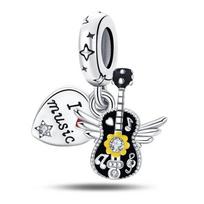Padengta variu Muzikinė serija-Gitara Muzikinės natos pakabukai Tinka Pan gyvatės kaulo apyrankei Pasidaryk pats karoliukai Moteriški papuošalai Gimtadienio dovana