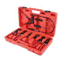 9PCS Long Handle Hose Clamp Pliers Set Fuel Pipe Spring Clamp Removal Tool Kit for Auto Repair Oil Water Hose Replacement raudona