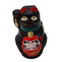 lucky Daruma black Japanese-made cat, (small)