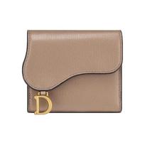 Dior Saddle Lotus Series Goat Leather Wallet Card Holder Women wallets Warm-Gray-Brown S5652CCEH-M45M Basic Set (Bag+Dust Bag)