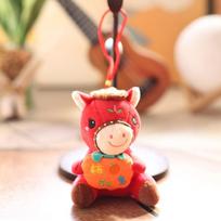 2026 Horse Year Mascot Keychain Cartoon Plush Pony Pendant Zodiac Horse Backpack Hanging Decoration Holiday Blessing Gift as the picture