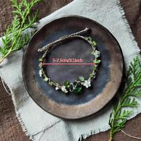 Handwoven Mesh Pouch Forest Style Hand Rope Fashionable Daily Wear Deep Pool Moonlight Floral Wreath Bracelet Gift for Friends 1pcs žalia