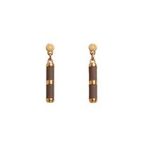 Hermes Classic Saddle Stud Charniere Calfskin Gold-Plated Earrings Women earrings Brown H010766CC18 F,Brown