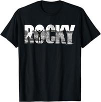Rocky Black Classic Fit T-Shirt Mens Womens Tees Top, Cotton Crew Neck, Adult Graphic Tee S