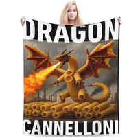 Dragon Cannelloni Italian Brainrot Meme Blankets  Soft Warm Fluffy Plush Throw Blanket For Couch Flannel Bedspread Bed Cover 80x120cm(31x47inch)